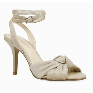 Pelle Moda Sandals Size 6.5 Metallic Gold‎ Shimmery Open Toe Ankle Strap Heels